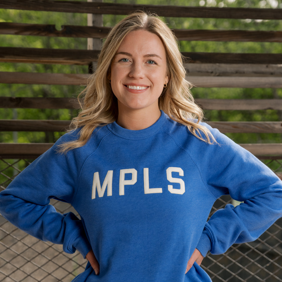 Minneapolis MPLS Royal Blue Felt Letter Sweatshirt Northmade Co